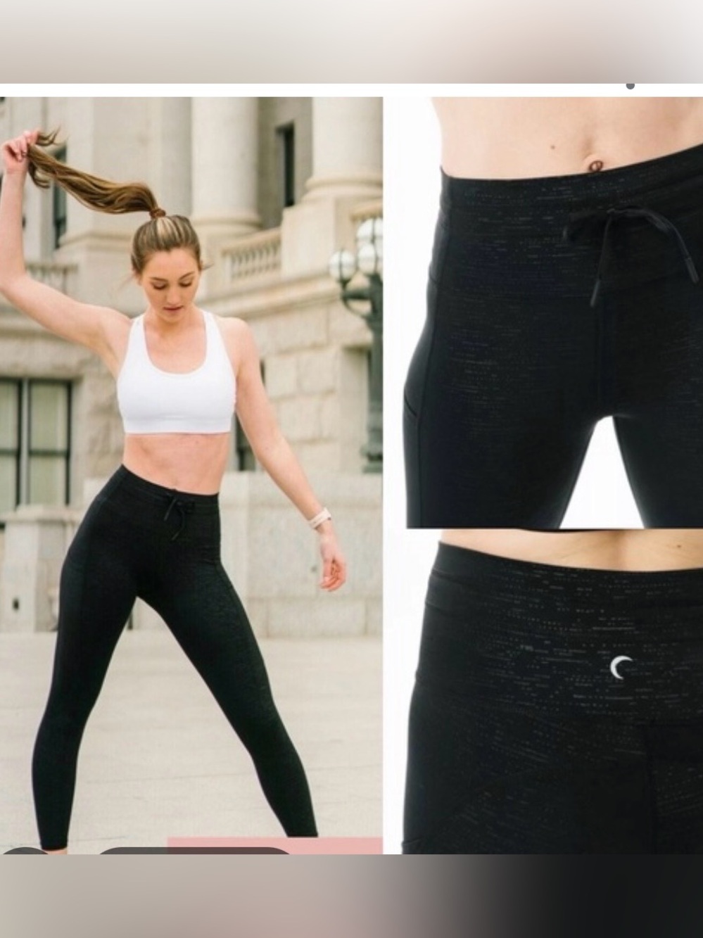 Zyia Black Battleship Drawstring Leggings